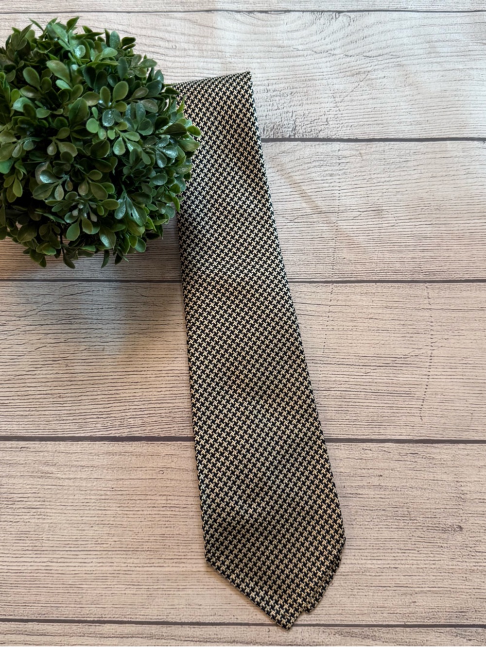 Polo by Ralph Lauren Black and Cream Houndstooth Tie